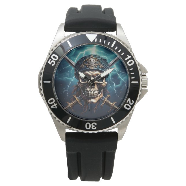 Pirat Skull med ord Armbandsur (Framsida)