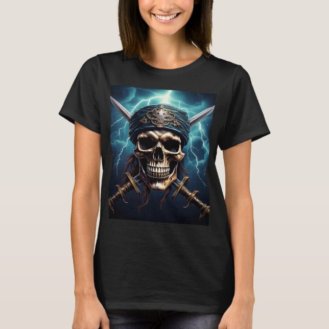 Pirat Skull med orden T-Shirt (Framsida)