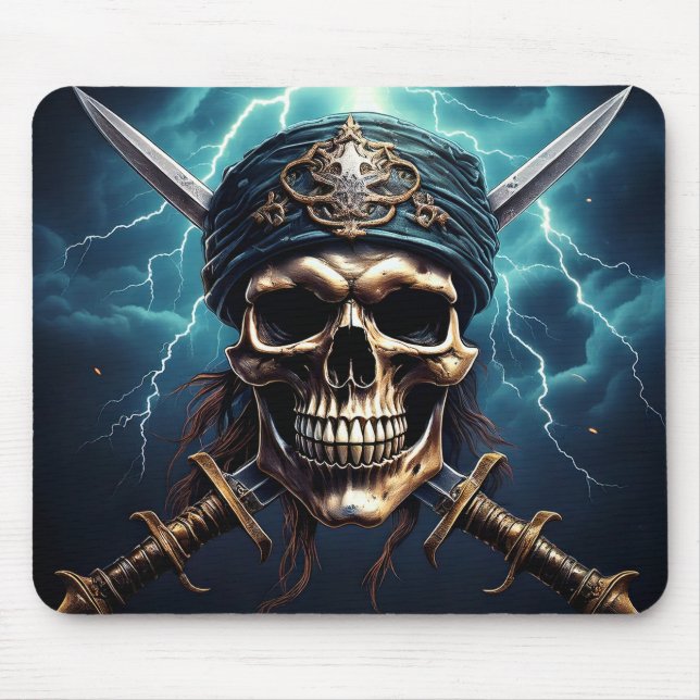 Pirat Skull med svärd Mousepad Musmatta (Framsidan)