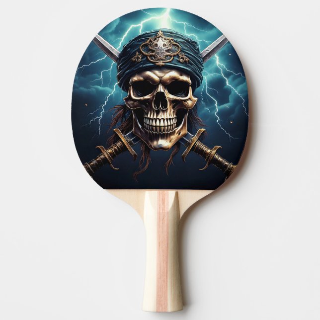 Pirat Skull med svärd Ping Pong Paddle Pingisracket (Framsidan)