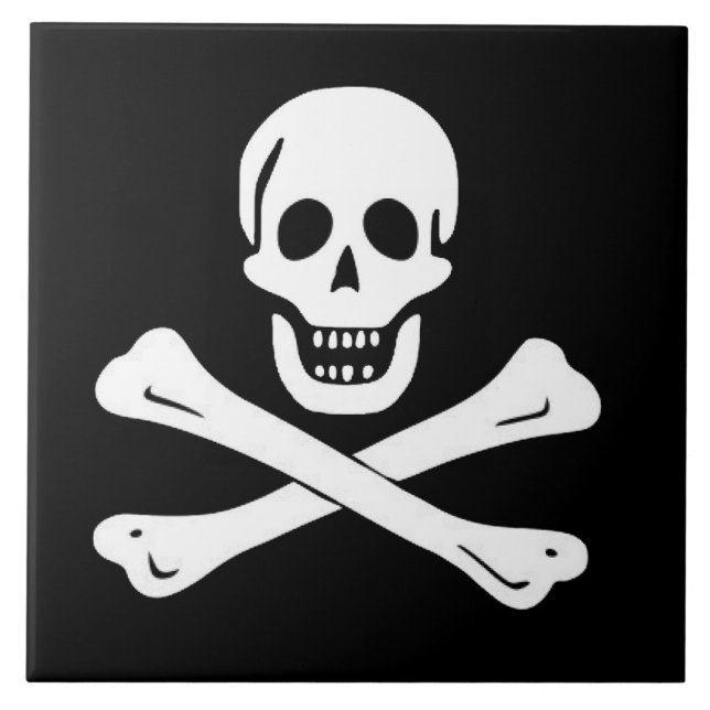 PIRAT SKULL OCH BONES FLAGGA KAKELPLATTA (Framsidan)