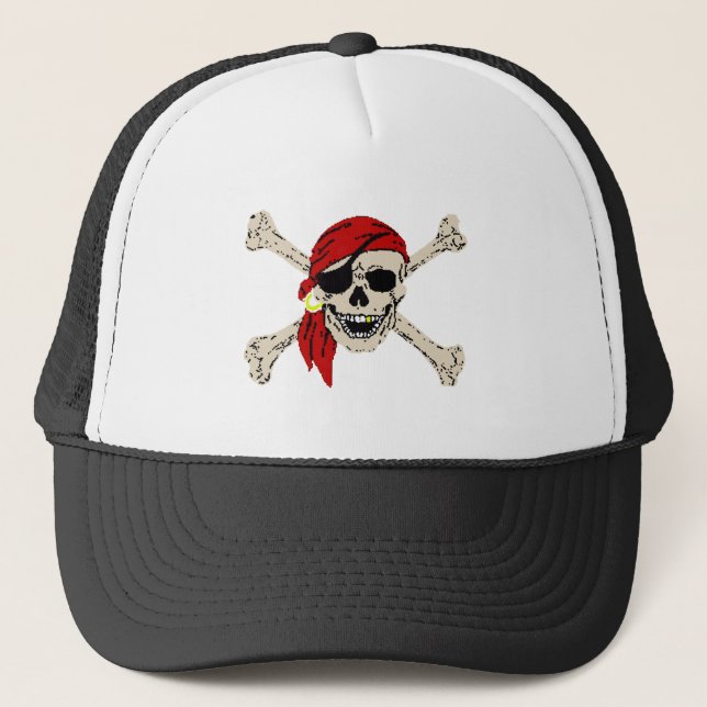 Pirat Skull och Bones Truckerkeps (Framsida)