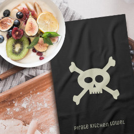 Pirat Skull och Crossbone Black Kitchen Towel Kökshandduk