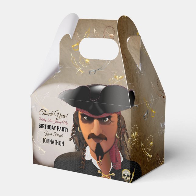 Pirat Skull och Crossbone Boy Födelsedagsfest Presentaskar (Framsidan Sidan)