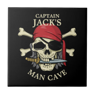 Pirat Skull och Crossbone Man Cave Kakelplatta