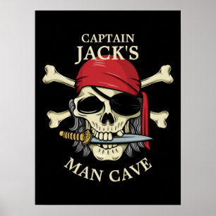 Pirat Skull och Crossbone Man Cave Poster