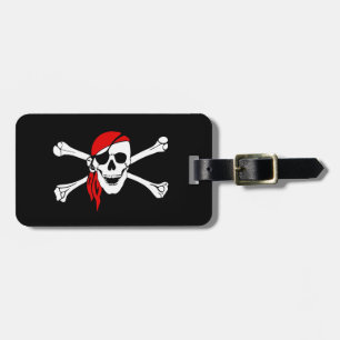 Pirat Skull och Crossbone med Red Bandana Bagagebricka