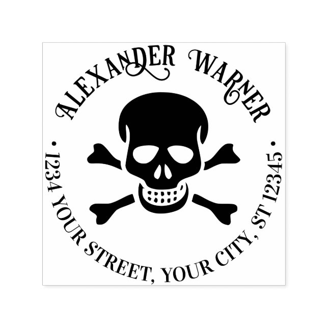 Pirat Skull och Crossbone Namn Returadress Självfärgande Stämpel (Design)