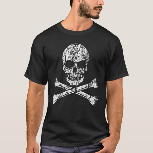 Pirat Skull och Frakt för krossbenspassagerare för T Shirt (Framsida)