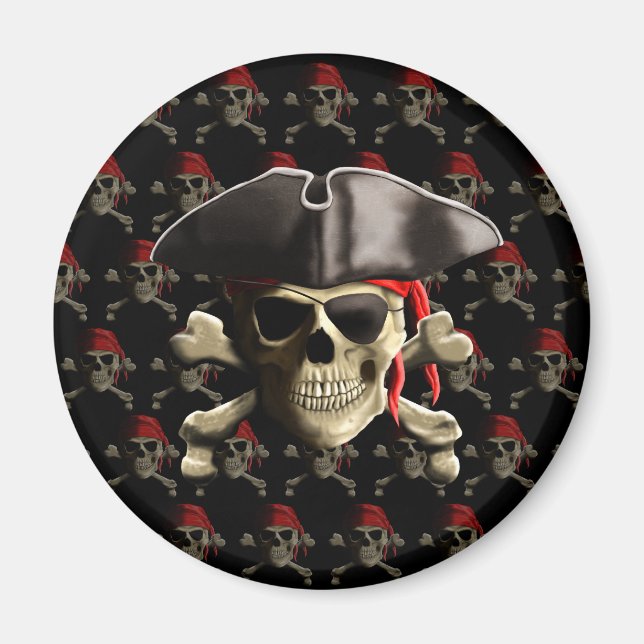 Pirat Skull och hatt Magnet (Framsidan)