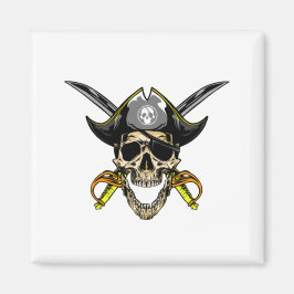 Pirat Skull och Kor Swords Magnet