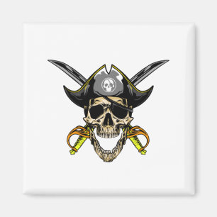 Pirat Skull och Kor Swords Magnet