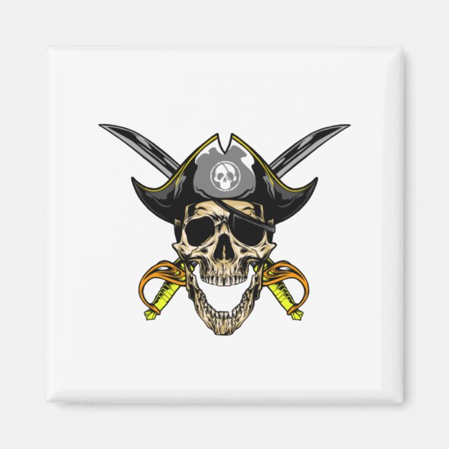 Pirat Skull och Kor Swords Magnet (Framsidan)