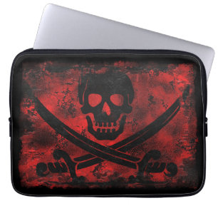 Pirat Skull och korsade skärlasser av Creepy Art Laptop Sleeve