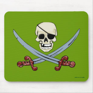 Pirat Skull och korsade skärlasser av Creepy Art Musmatta