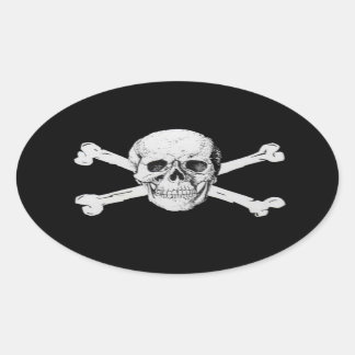 Pirat Skull och korsben Ovalt Klistermärke