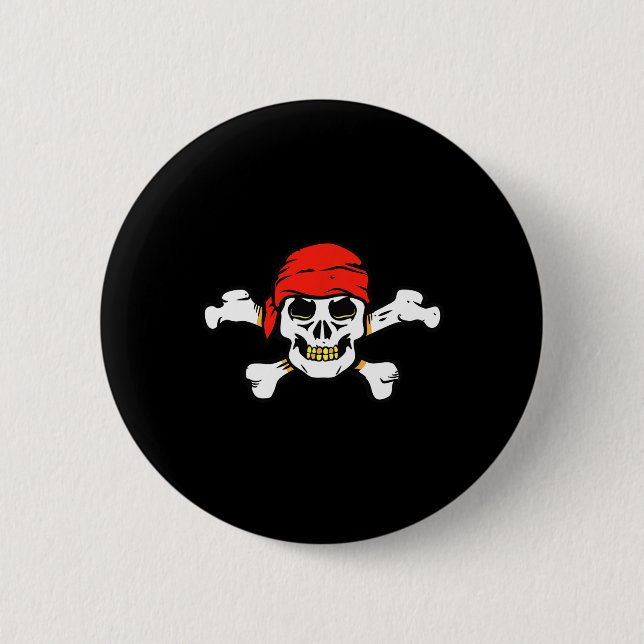 Pirat Skull och korsben Skeleton Halloween för Knapp (Framsida)