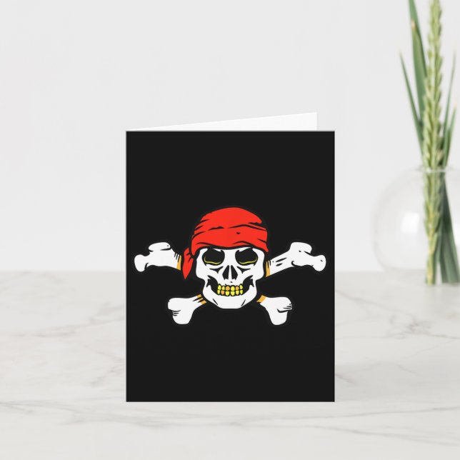 Pirat Skull och korsben Skeleton Halloween för Kort (Framsida)