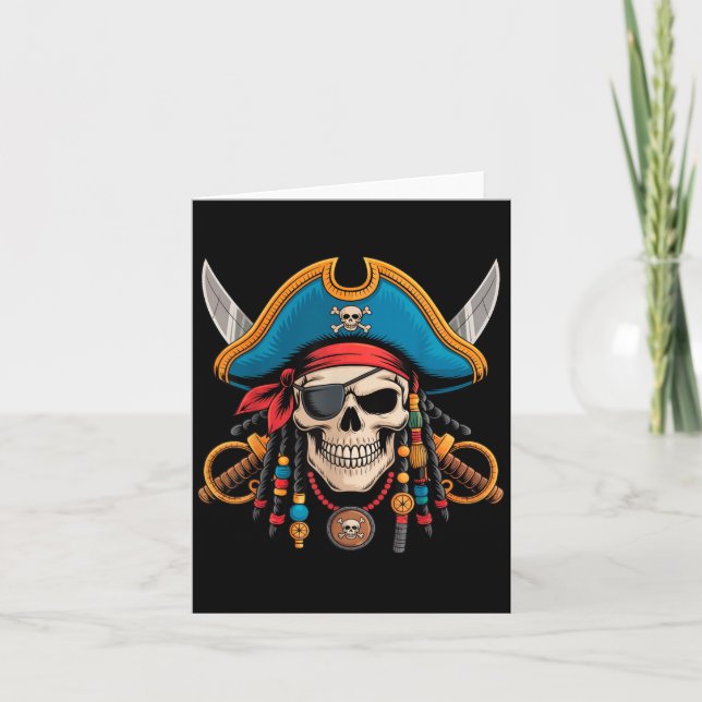 Pirat Skull och korsben Skeleton Halloween för Kort (Framsida)