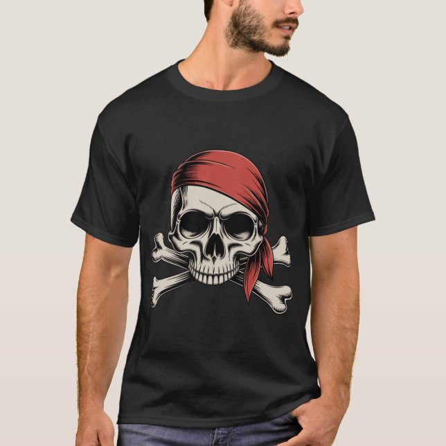Pirat Skull och korsben T Shirt (Framsida)