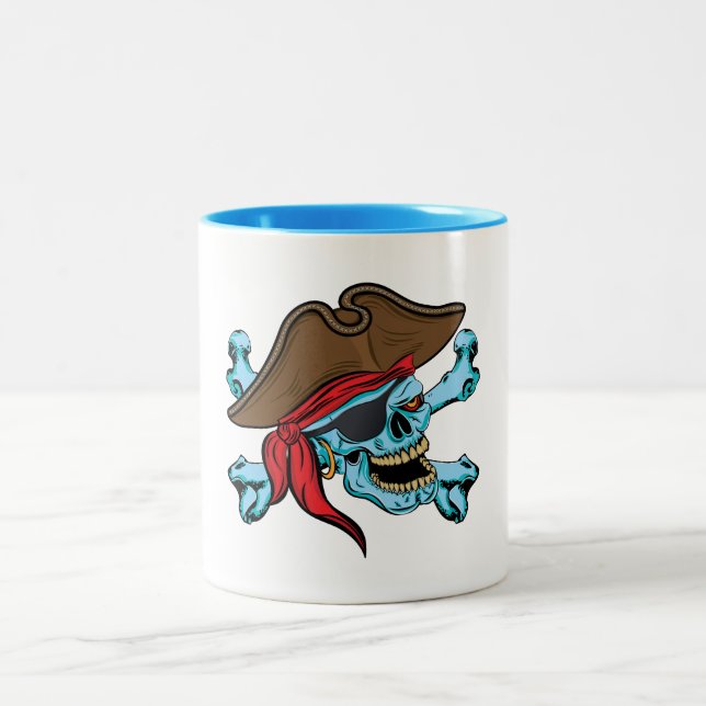 Pirat Skull och korsben Två-Tonad Mugg (Center)