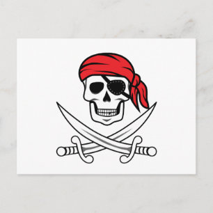 Pirat Skull och korsben Vykort