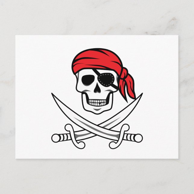 Pirat Skull och korsben Vykort (Framsida)