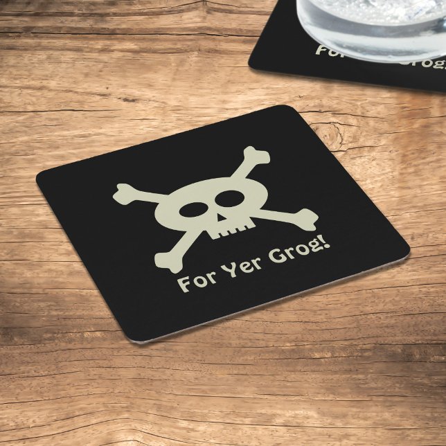 Pirat Skull och Pappra korsben Underlägg Papper Kvadrat (Cute pirate skull and crossbones paper coaster for yer grog!)
