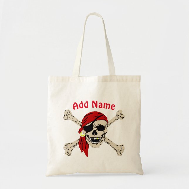 Pirat Skull och svärd, Jolly Roger Mini Tote Bag Tygkasse (Framsidan)