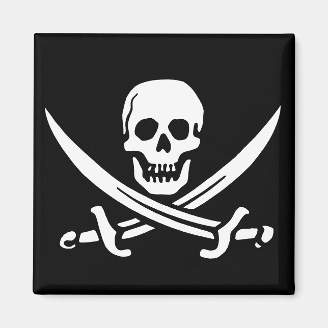 Pirat Skull och svärd Magnet (Framsidan)