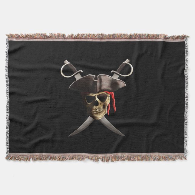 Pirat Skull och svärd Mysfilt (Framsidan)