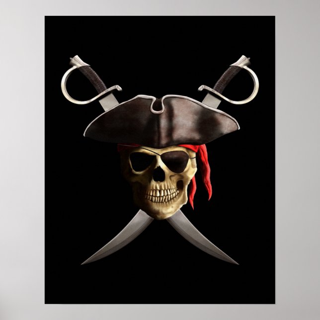 Pirat Skull och svärd Poster (Framsidan)