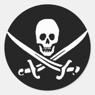 Pirat Skull och svärd Runt Klistermärke
