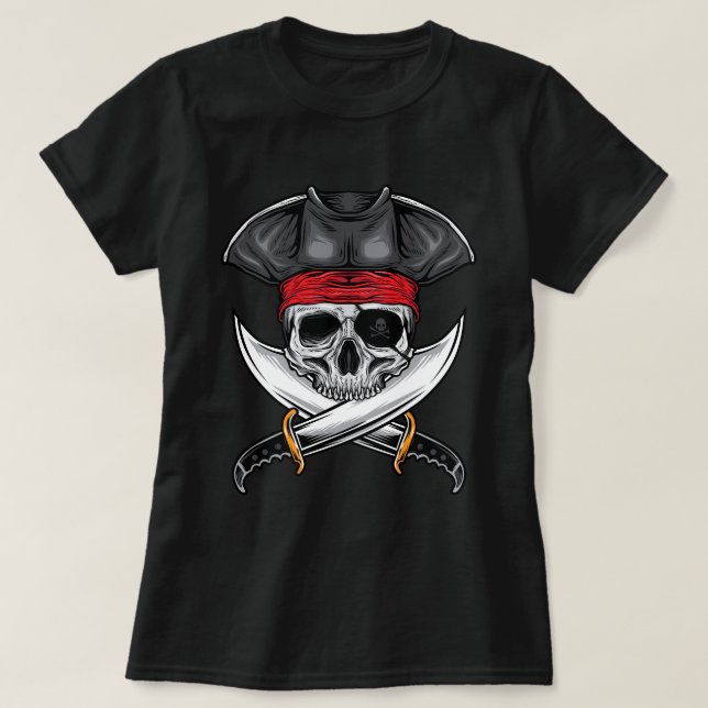 Pirat Skull och svärd T Shirt (Design framsida)
