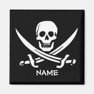 Pirat Skull och Swords lägg till namn Magnet