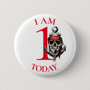 Pirat Skull Red Anchor BIRTHDAY NUMBER 1 Knapp
