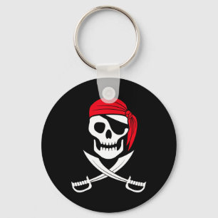 Pirat Skull Red Bandana Sword Costume Gift Nyckelring