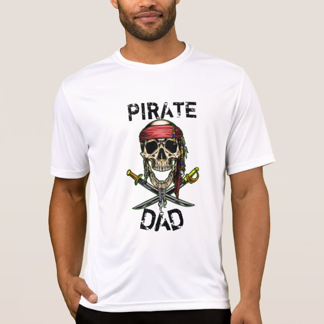 PIRAT SKULL RED HALLOWEEN PAPPA T-Shirt (Framsida)