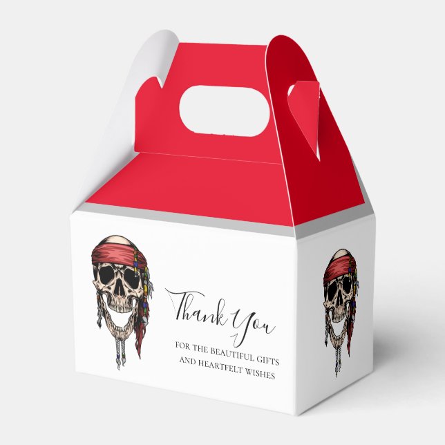 Pirat Skull Red Jolly Roger Favor Box Presentaskar (Framsidan Sidan)