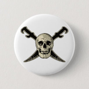 Pirat (Skull) - Standard, 2,4-tums rund knapp 