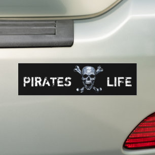Pirat Skull Svart stötfångare Bildekal