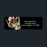 Pirat Skull & Sword Black Party Returadress Etikett<br><div class="desc">Etiketter för Pirat Skull & Sword Black Party. Matchande objekt är tillgängliga.</div>