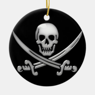 Pirat Skull & Sword Crossbone (TLAPD) Julgransprydnad Keramik