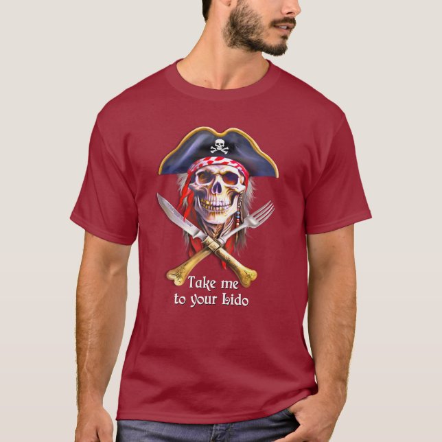 Pirat Skull "Ta mig till Lido" T Shirt (Framsida)
