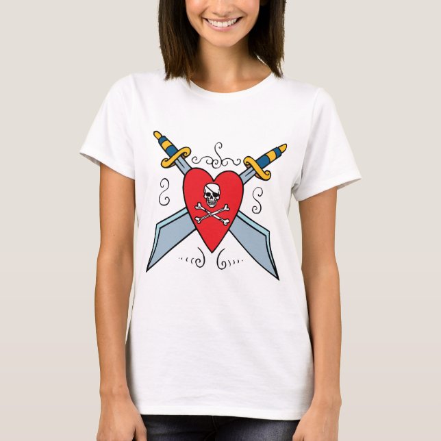 Pirat Skull Tatto Spaghetti, Tanktop T Shirt (Framsida)