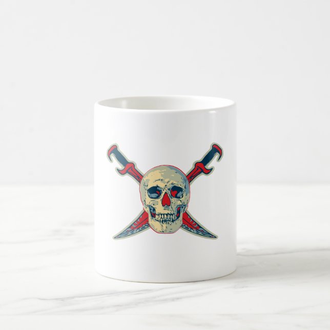 Pirat (Skull) - Vit 11 oz Classic White Mugg (Center)