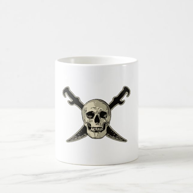 Pirat (Skull) - Vit 11 oz Classic White Mugg (Center)