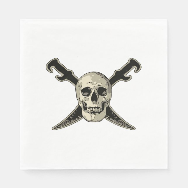 Pirat (Skull) - Vit, Papper, Luncheon Pappersservett (Framsidan)