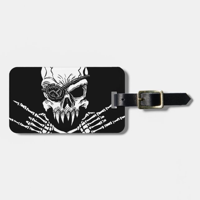 Pirat skullvadrattagg bagagebricka (Horisontell Framsida)