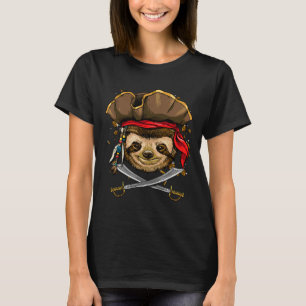 Pirat Sloth Jolly Roger Halloween Costume Christm T Shirt